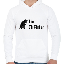 PRINTFASHION the catfather - Férfi kapucnis pulóver - Fehér férfi pulóver, kardigán