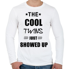 PRINTFASHION THE COOL TWINS BLACK - Férfi hosszú ujjú póló - Fehér férfi póló