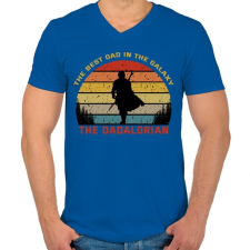 PRINTFASHION The Dadalorian - Férfi V-nyakú póló - Királykék férfi póló