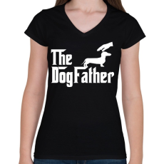 PRINTFASHION The DogFather - Női V-nyakú póló - Fekete