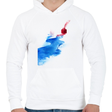 PRINTFASHION The drama of casuality - Férfi kapucnis pulóver - Fehér férfi pulóver, kardigán