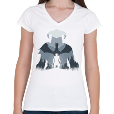 PRINTFASHION The Elder Scrolls - Női V-nyakú póló - Fehér
