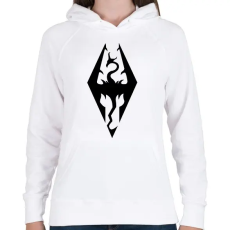 PRINTFASHION The Elder Scrolls V - Skyrim Logo - Női kapucnis pulóver - Fehér