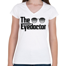 PRINTFASHION The Eyedoctor - Női V-nyakú póló - Fehér női póló