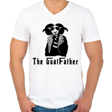 PRINTFASHION the goatfather - Férfi V-nyakú póló - Fehér férfi póló