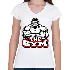 PRINTFASHION The GYM - Női V-nyakú póló - Fehér női póló