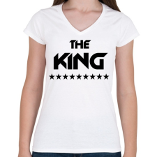 PRINTFASHION The King - Női V-nyakú póló - Fehér női póló