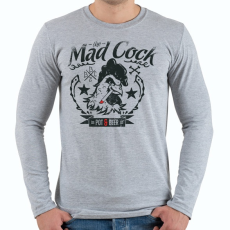 PRINTFASHION The mad cock pot & beer - Férfi hosszú ujjú póló - Sport szürke