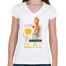 PRINTFASHION The most beautiful couple - Női V-nyakú póló - Fehér