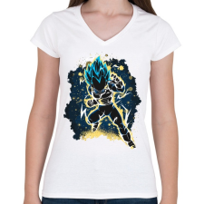 PRINTFASHION The Prince Saiyan - Női V-nyakú póló - Fehér női póló