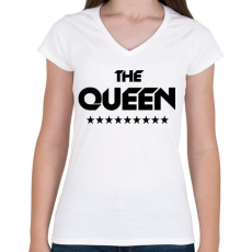 PRINTFASHION The Queen - Női V-nyakú póló - Fehér