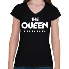 PRINTFASHION The Queen - Női V-nyakú póló - Fekete női póló