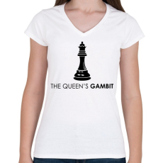 PRINTFASHION The Queen’s Gambit sorozat - Női V-nyakú póló - Fehér