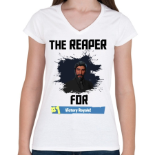 PRINTFASHION The Reaper - Női V-nyakú póló - Fehér női póló