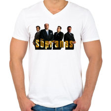 PRINTFASHION The Sopranos karakterek - Férfi V-nyakú póló - Fehér férfi póló