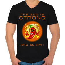 PRINTFASHION THE SUN STRONG - Férfi V-nyakú póló - Fekete férfi póló