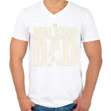 PRINTFASHION The walking dad - Férfi V-nyakú póló - Fehér férfi póló