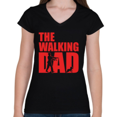 PRINTFASHION The walking dad - Női V-nyakú póló - Fekete