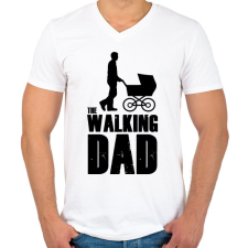 PRINTFASHION The walking dad - Sétáló apa - Férfi V-nyakú póló - Fehér férfi póló
