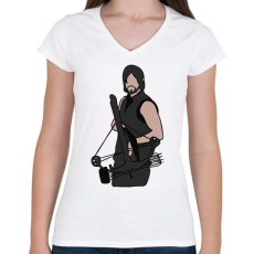PRINTFASHION The Walking Dead - Daryl - Női V-nyakú póló - Fehér