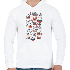 PRINTFASHION The walking dead map versionB - Férfi kapucnis pulóver - Fehér