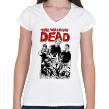 PRINTFASHION The Walking Dead - Női V-nyakú póló - Fehér női póló