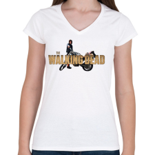 PRINTFASHION The Walking Dead - Női V-nyakú póló - Fehér női póló
