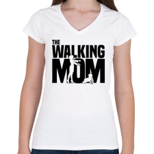 PRINTFASHION The Walking Mom - Női V-nyakú póló - Fehér női póló