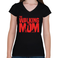 PRINTFASHION The Walking Mom - Női V-nyakú póló - Fekete női póló
