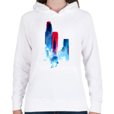 PRINTFASHION The wolf of the city - Női kapucnis pulóver - Fehér női pulóver, kardigán