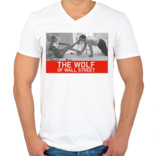 PRINTFASHION The wolf of wall street  - Férfi V-nyakú póló - Fehér férfi póló