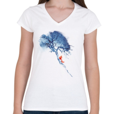 PRINTFASHION There's no way back - Női V-nyakú póló - Fehér