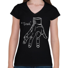 PRINTFASHION "Thing" - Női V-nyakú póló - Fekete női póló