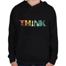 PRINTFASHION THINK - Gondolkodj - Gyerek kapucnis pulóver - Fekete