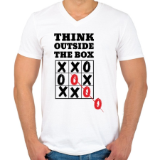 PRINTFASHION Think outside the box! - Férfi V-nyakú póló - Fehér férfi póló