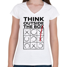 PRINTFASHION Think outside the BOX! - Női V-nyakú póló - Fehér