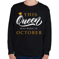 PRINTFASHION THIS QUEEN WAS BORN IN OCTOBER - Gyerek pulóver - Fekete gyerek pulóver, kardigán