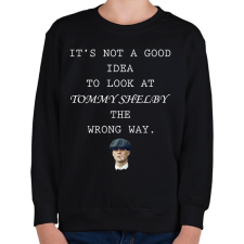 PRINTFASHION Thomas Shelby wrong way - Gyerek pulóver - Fekete gyerek pulóver, kardigán