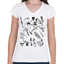 PRINTFASHION Thug Life Props - Női V-nyakú póló - Fehér női póló