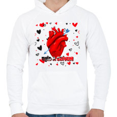 PRINTFASHION TIÉD A SZÍVEM - Férfi kapucnis pulóver - Fehér