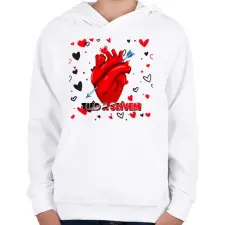 PRINTFASHION TIÉD A SZÍVEM - Gyerek kapucnis pulóver - Fehér gyerek pulóver, kardigán