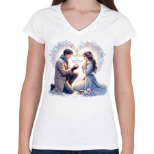 PRINTFASHION Tiéd a szívem! - Női V-nyakú póló - Fehér női póló