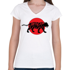 PRINTFASHION Tiger - Női V-nyakú póló - Fehér női póló
