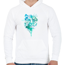 PRINTFASHION Tiger tree - Férfi kapucnis pulóver - Fehér férfi pulóver, kardigán