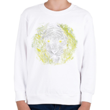 PRINTFASHION Tigris a fűben - Gyerek pulóver - Fehér gyerek pulóver, kardigán