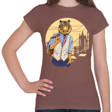 PRINTFASHION Tigris a váosban - Női póló - Mogyoróbarna női póló