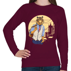 PRINTFASHION Tigris a váosban - Női pulóver - Bordó