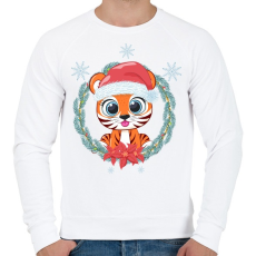 PRINTFASHION Tigris baba karácsonya - Férfi pulóver - Fehér
