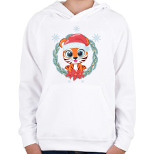 PRINTFASHION Tigris baba karácsonya - Gyerek kapucnis pulóver - Fehér gyerek pulóver, kardigán