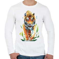 PRINTFASHION Tigris - Férfi hosszú ujjú póló - Fehér